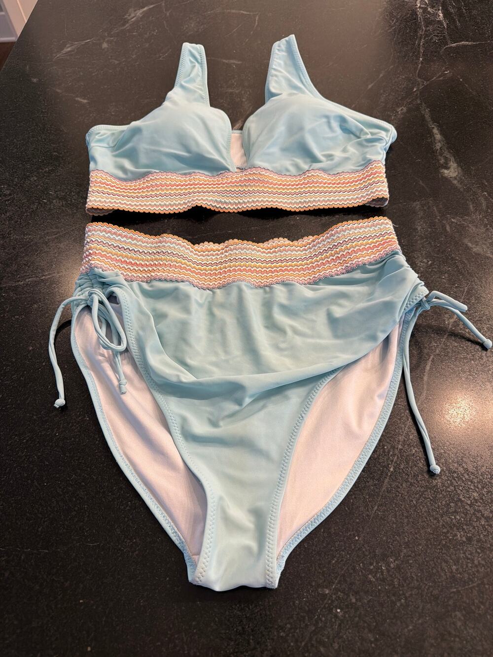 Blooming Jelly XL Blue High Waisted Tummy Control Bikini Set